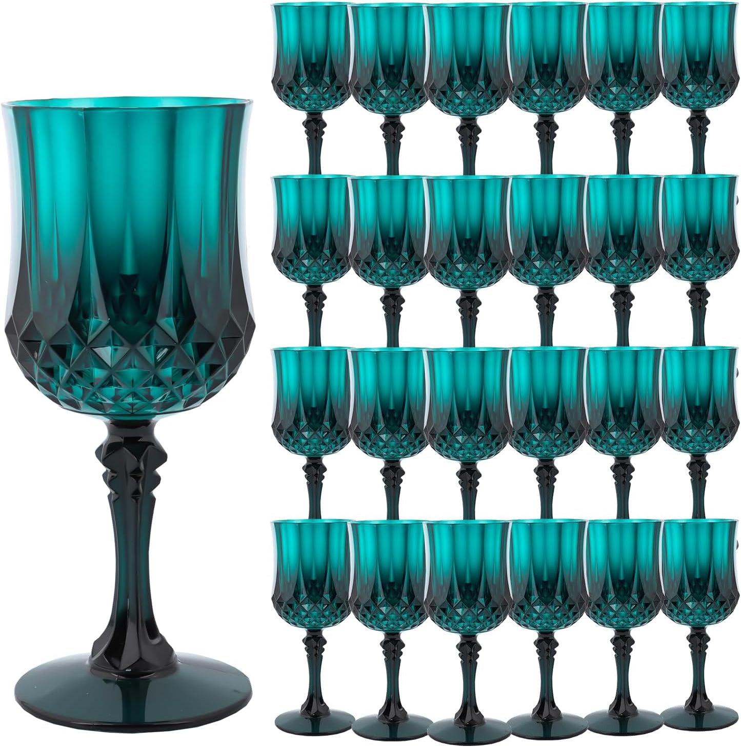 Transparent Plastic Wine Glasses，Transparent Plastic Goblets for Parties，Transparent Drinking Glasses for Wedding Reception, Grand Event Party Supplies (24, transparent)