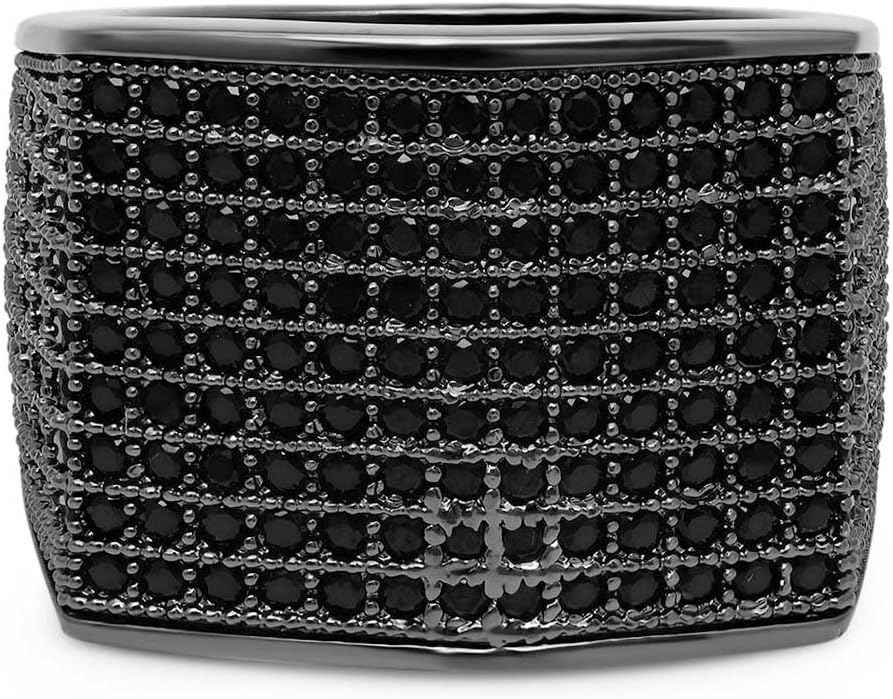 Black Plated Micro-Pave Iced Out Cubic Zirconia Square Top Ring