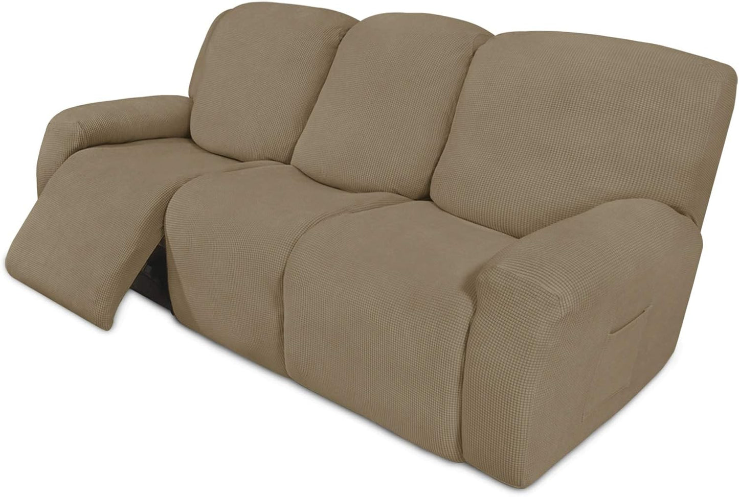 Recliner Stretch Sofa Slipcover Sofa Cover 4-Pieces Furniture Protector Couch Soft with Elastic Bottom Spandex Jacquard Fabric Small Checks(Large,Black)