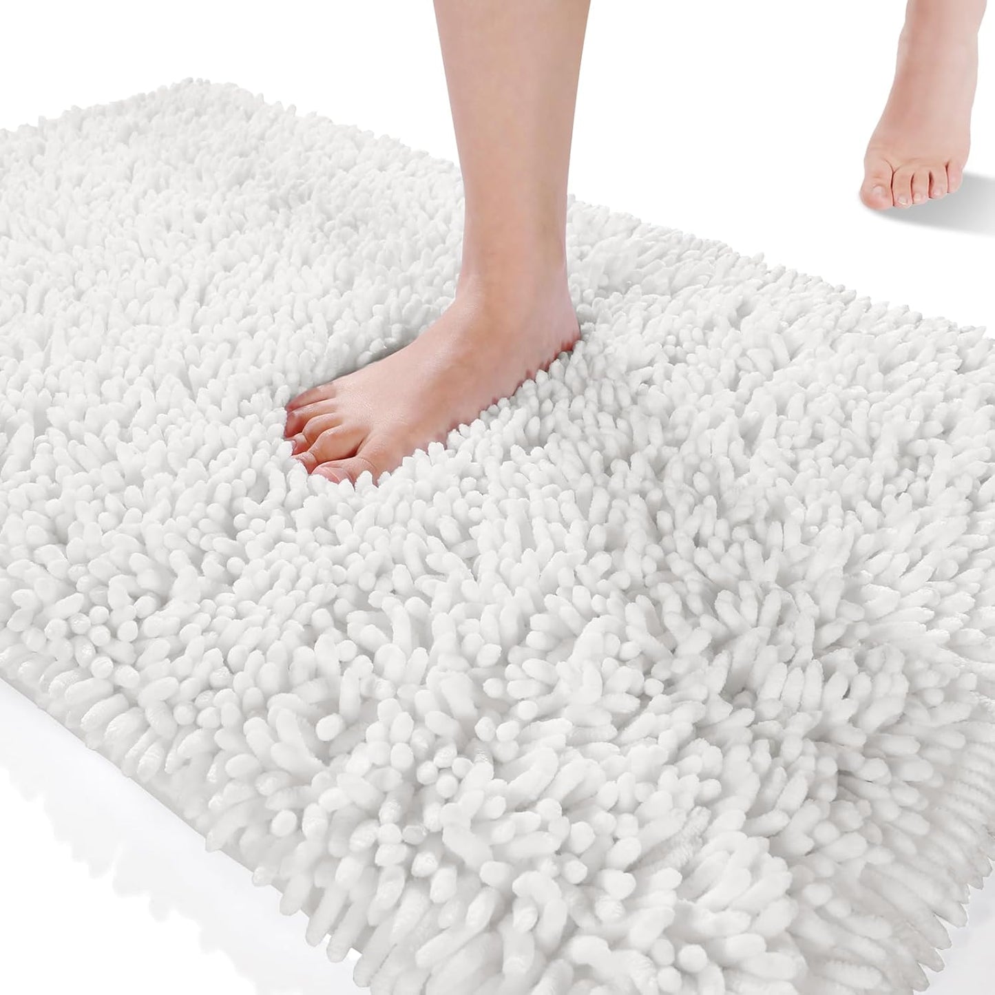 Bath Mats for Bathroom 36 x 24, Soft Shaggy Large Size Water Absorbent Bath Rug, Non-Slip, Machine Washable Quick Dry Shower Rug, Microfiber Thick Mat for Bathroom Floor/Tub, Black