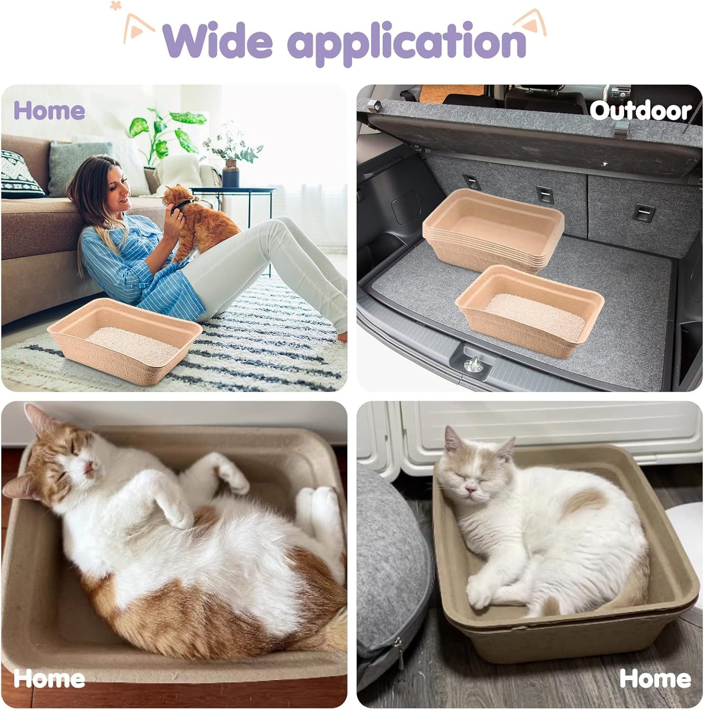 8 Pieces Disposable Cat Litter Boxes Paper Pet Litter Tray Portable 2 in 1 Kitten Disposable Box for Cat, Hamster, Guinea Pig, Mice, Small Animals, 16.7 x 12.8 x 4.1 Inch