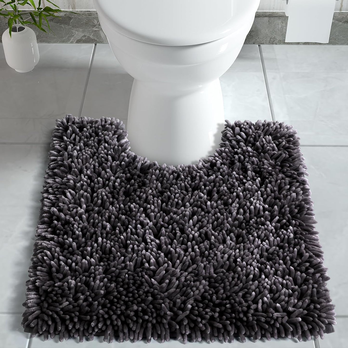 Bath Mats for Bathroom 36 x 24, Soft Shaggy Large Size Water Absorbent Bath Rug, Non-Slip, Machine Washable Quick Dry Shower Rug, Microfiber Thick Mat for Bathroom Floor/Tub, Black