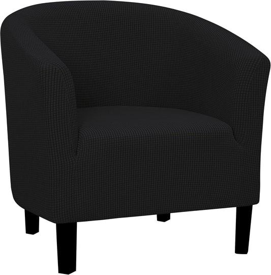 Stretch Club Armchair Slipcover 1 Piece Barrel Tub Sofa Cover Furniture Protector Jacquard Couch Cover Black
