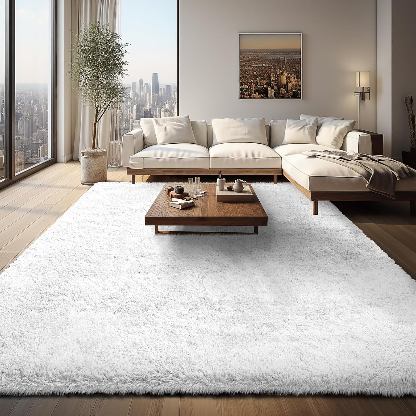 Rugs for Living Room Grey, Fluffy Shag Large Fuzzy Plush Soft Area Rug, 5x8 Gray Shaggy Carpets for Bedroom, Kids Boys Girls Dorm Nursery Home Decor Aesthetic