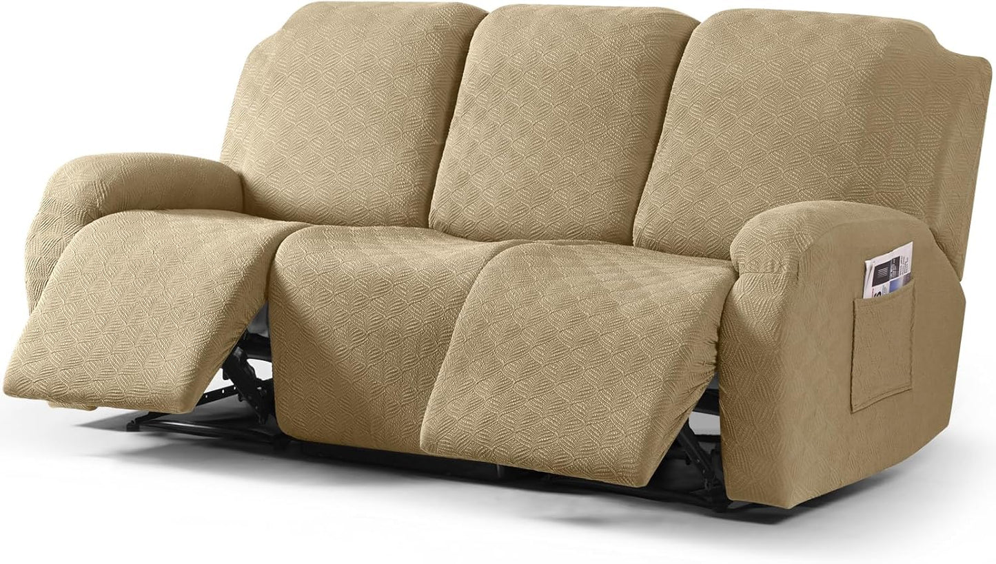 Recliner Covers Recliner Chair Covers Reclining Couch Covers Sofa Slipcovers Stretch Soft Washable (Single-Seater, Cream)