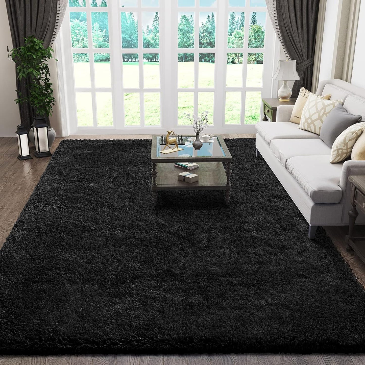 Rugs for Living Room Grey, Fluffy Shag Large Fuzzy Plush Soft Area Rug, 5x8 Gray Shaggy Carpets for Bedroom, Kids Boys Girls Dorm Nursery Home Decor Aesthetic