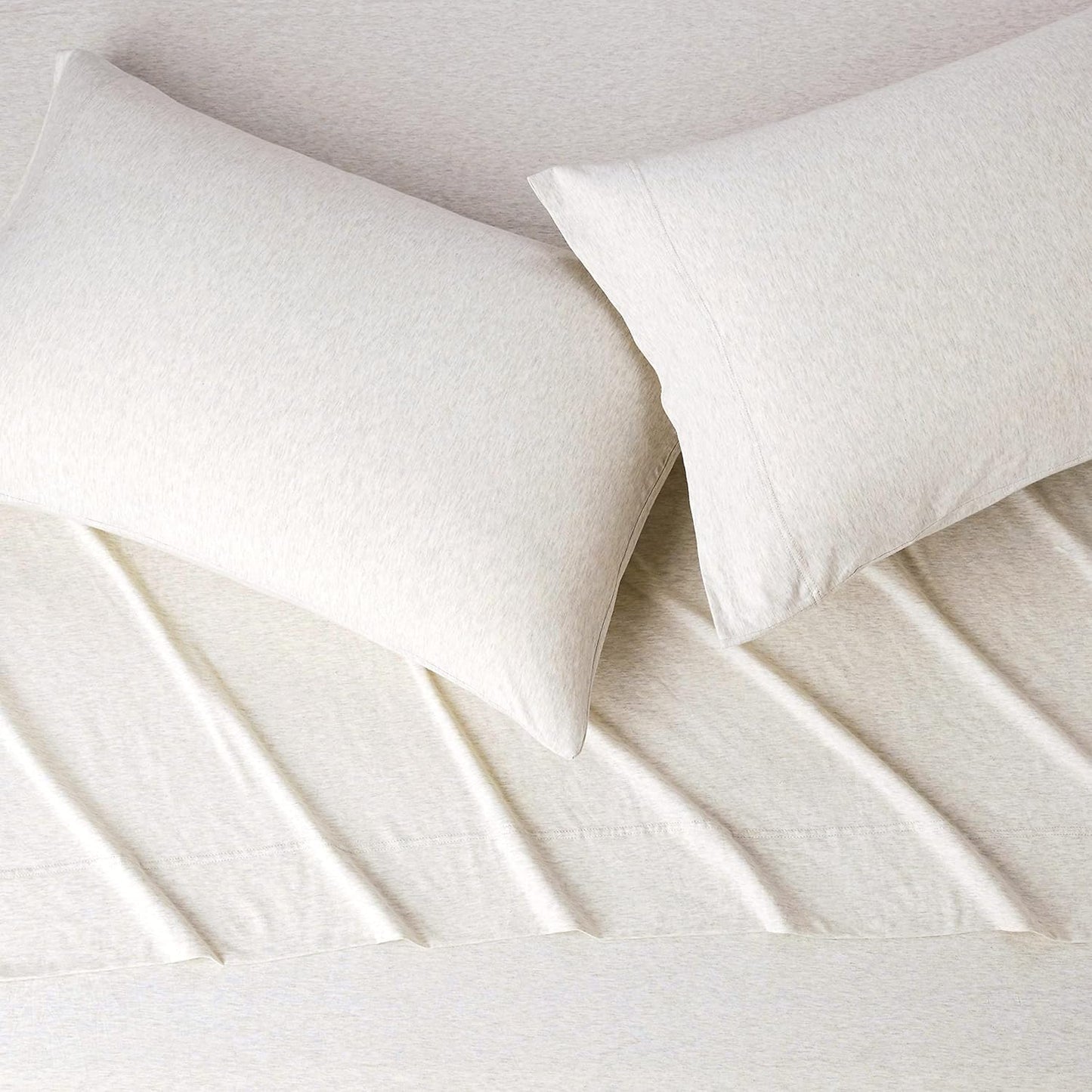 Basics 4 Piece Bed Sheets Set, 100% Cotton Jersey, Includes Super Soft, Flat and Fitted Sheets, Pillowcase, King, Oatmeal, Solid