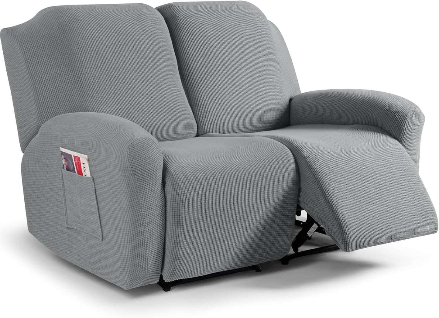 Recliner Sofa Covers 8-Pieces Stretch Large Couch Covers for 3 Seats Reclining Slipcovers Soft Jacquard Pattern Furniture Protector Black