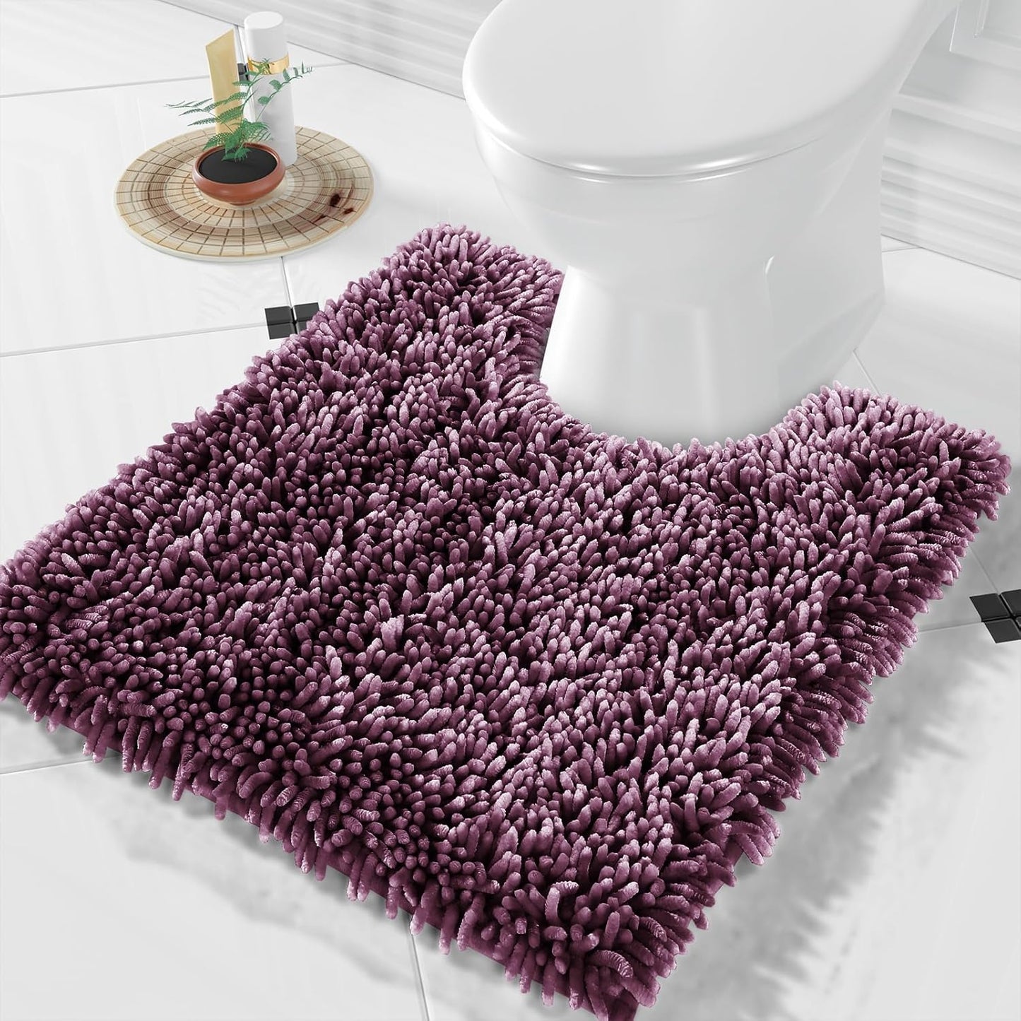 Bath Mats for Bathroom 36 x 24, Soft Shaggy Large Size Water Absorbent Bath Rug, Non-Slip, Machine Washable Quick Dry Shower Rug, Microfiber Thick Mat for Bathroom Floor/Tub, Black