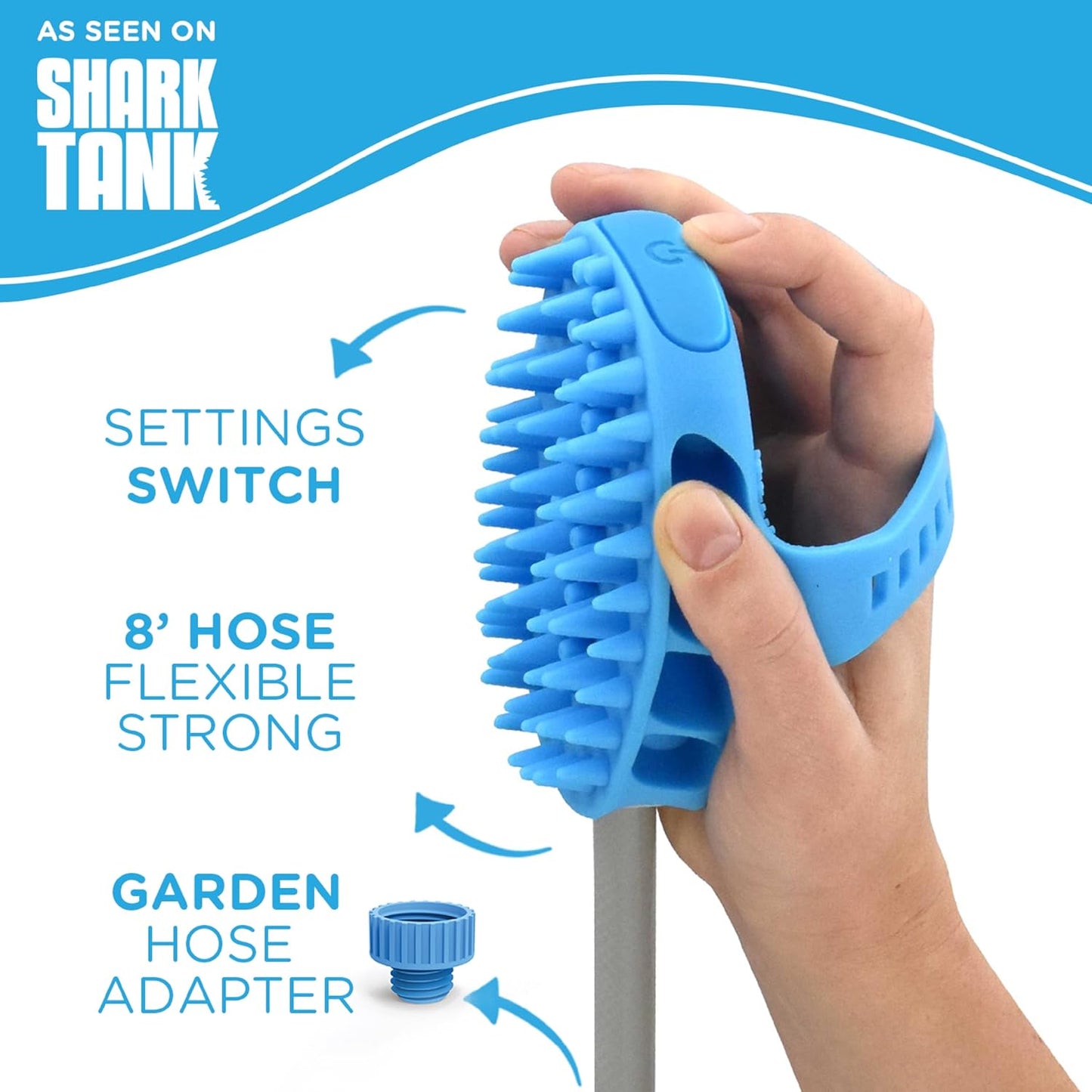 Dog Bath Brush Pro - Sprayer and Scrubber in One - Indoor & Outdoor Dog Bathing Supplies and Dog Accessories