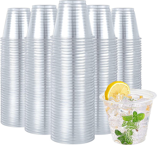 600 Pack 9 oz Clear Plastic Cups, Disposable Reusable Tumblers Crystal Clear PET Cups for Wedding, Thanksgiving, Halloween, Christmas Party