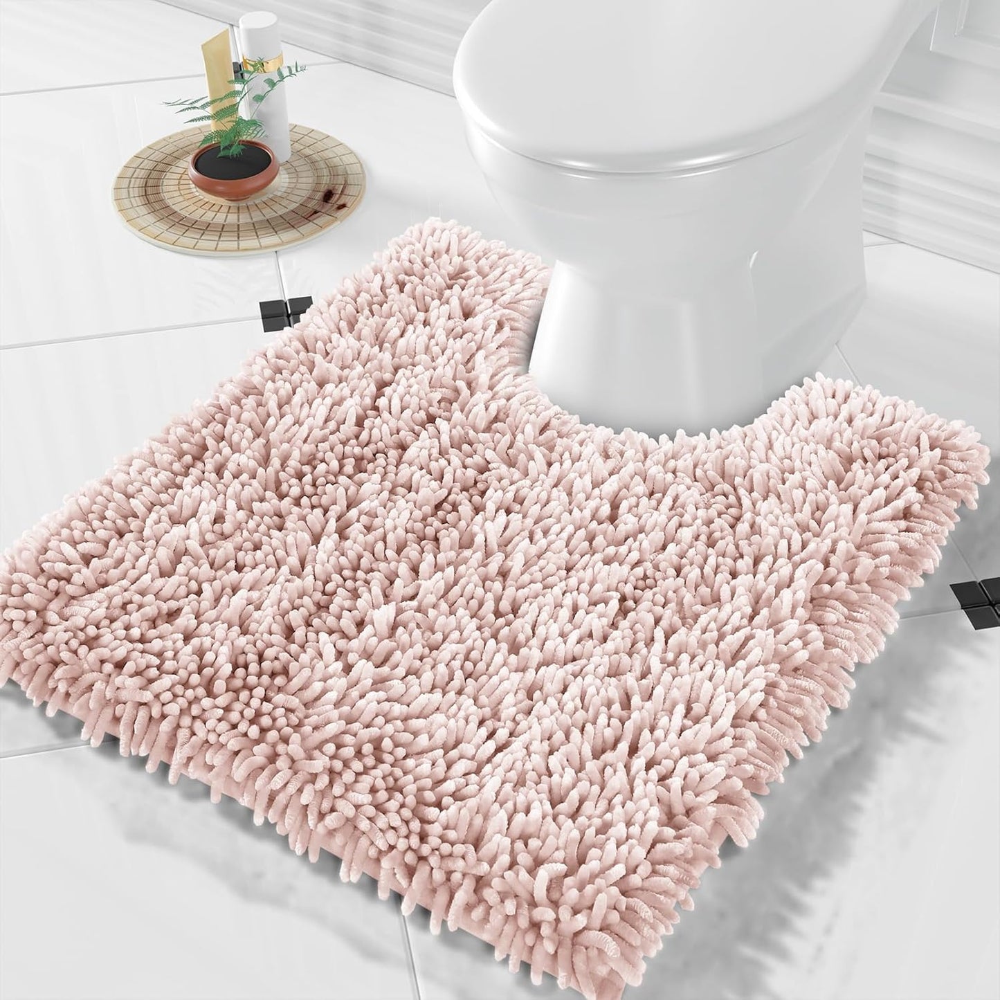 Bath Mats for Bathroom 36 x 24, Soft Shaggy Large Size Water Absorbent Bath Rug, Non-Slip, Machine Washable Quick Dry Shower Rug, Microfiber Thick Mat for Bathroom Floor/Tub, Black