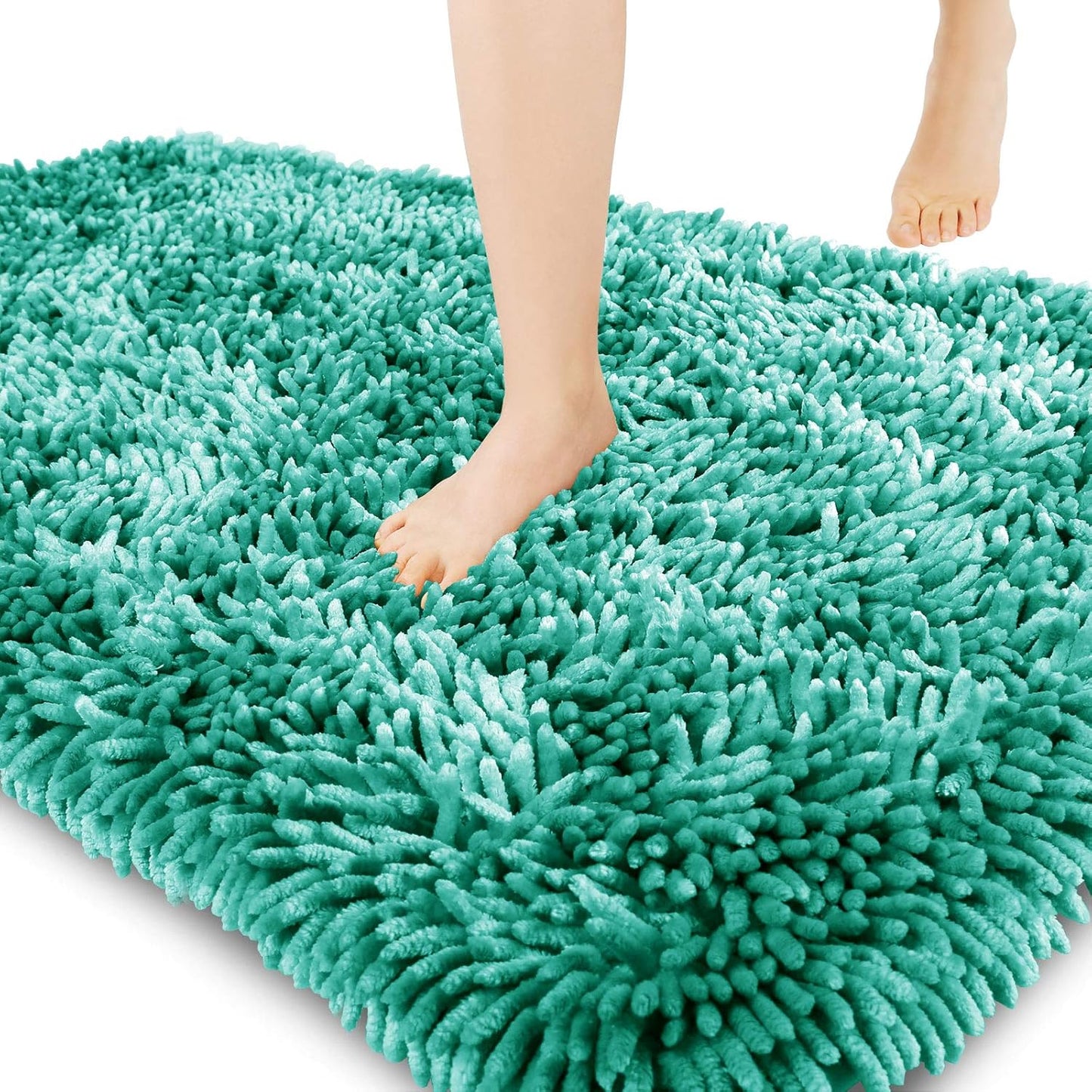 Bath Mats for Bathroom 36 x 24, Soft Shaggy Large Size Water Absorbent Bath Rug, Non-Slip, Machine Washable Quick Dry Shower Rug, Microfiber Thick Mat for Bathroom Floor/Tub, Black