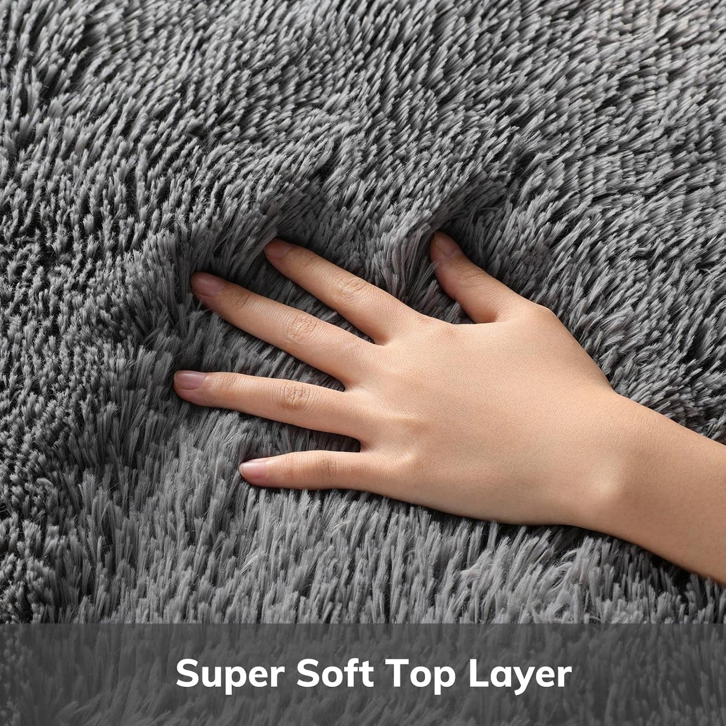Rugs for Living Room Grey, Fluffy Shag Large Fuzzy Plush Soft Area Rug, 5x8 Gray Shaggy Carpets for Bedroom, Kids Boys Girls Dorm Nursery Home Decor Aesthetic