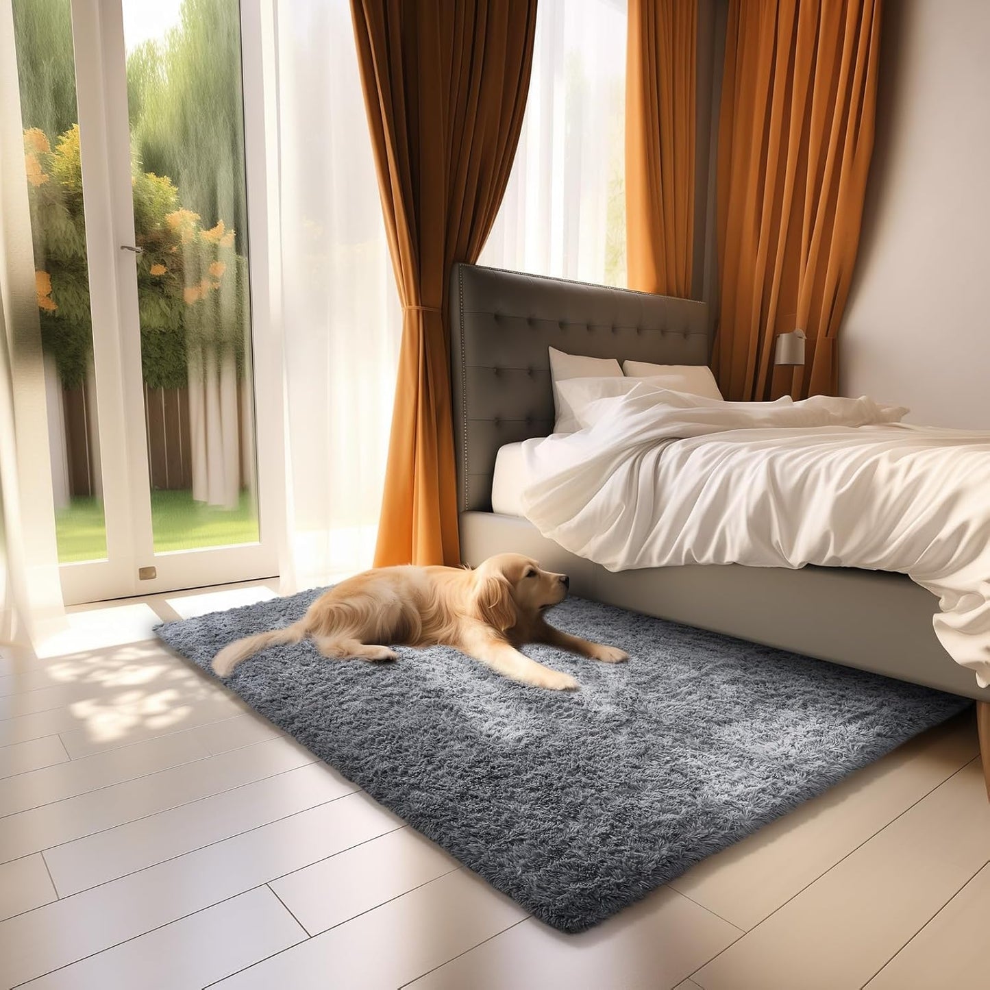 Upgrade 5x8 Rugs for Living Room,Grey Fluffy Carpet Large Fuzzy Plush Shag Comfy Soft, Non-Slip Indoor Floor Carpet,for Kids Boys Girls, Room,Bedroom,Playroom, Home Decor Aesthetic