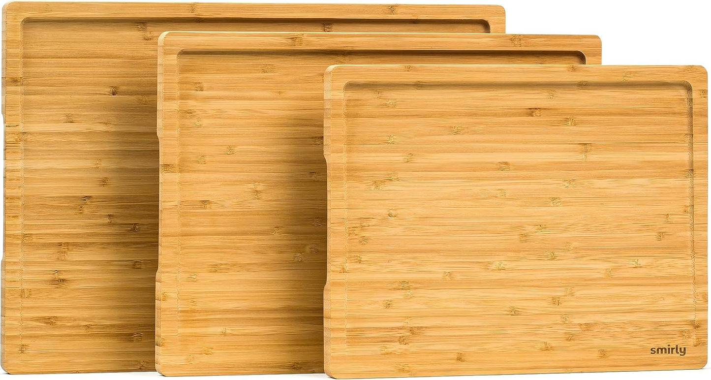 Wooden Cutting Boards For Kitchen Meal Prep & Serving - Bamboo Cutting Board Set with Holder, Charcuterie & Chopping Board, Wooden Cutting Board Set, Kitchen Gadgets