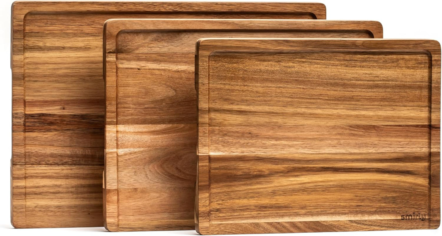 Wooden Cutting Boards For Kitchen Meal Prep & Serving - Bamboo Cutting Board Set with Holder, Charcuterie & Chopping Board, Wooden Cutting Board Set, Kitchen Gadgets