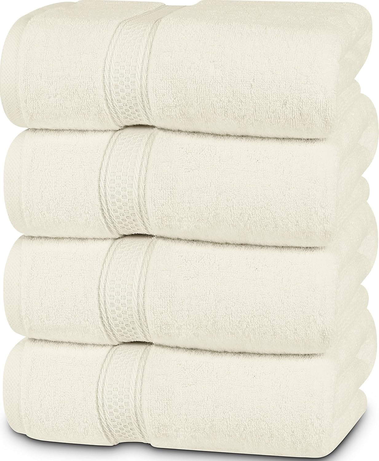 4 Pack Premium Bath Towels Set, (27 x 54 Inches) 100% Ring Spun Cotton 600GSM, Lightweight and Highly Absorbent Quick Drying Towels, Perfect for Daily Use (Grey)