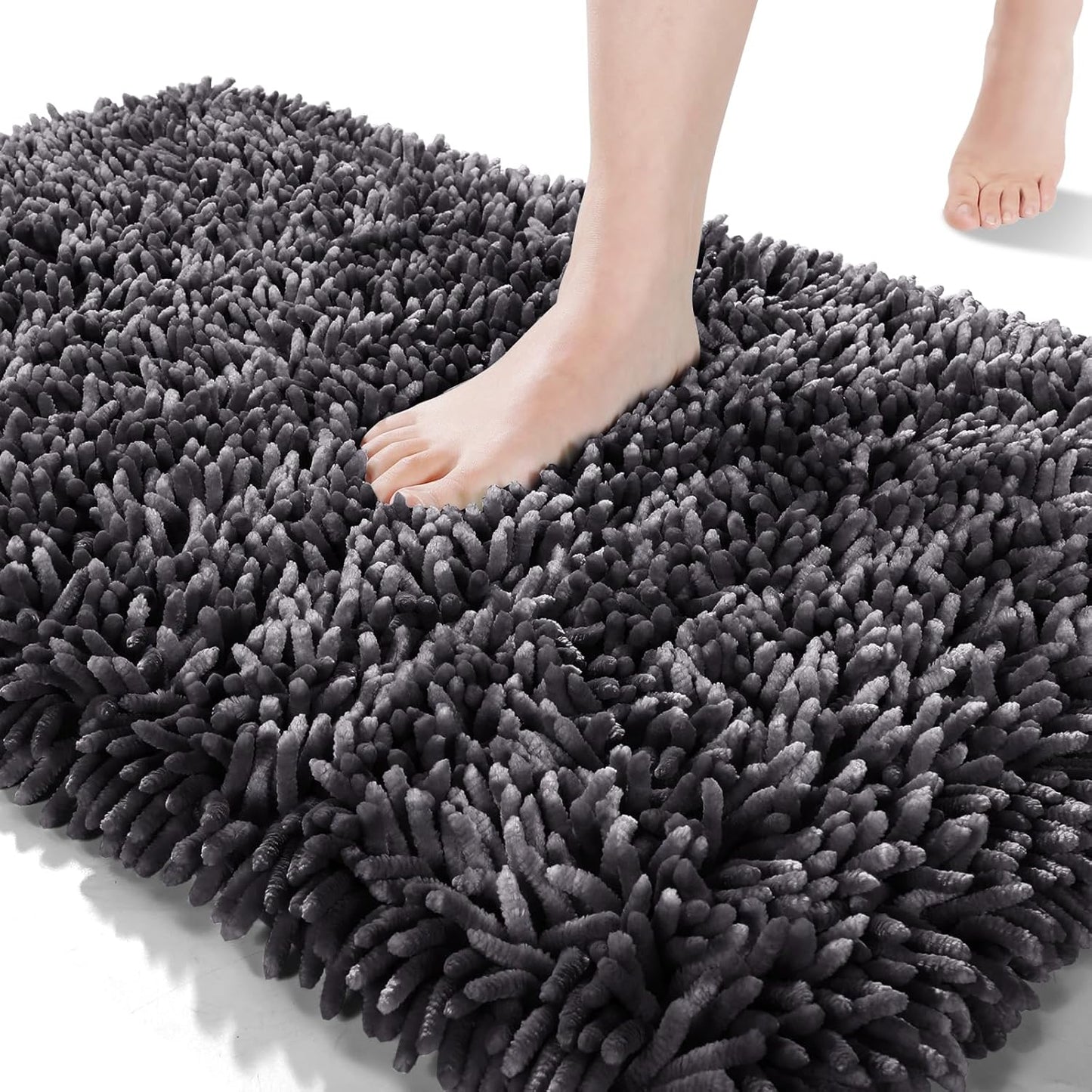 Bath Mats for Bathroom 36 x 24, Soft Shaggy Large Size Water Absorbent Bath Rug, Non-Slip, Machine Washable Quick Dry Shower Rug, Microfiber Thick Mat for Bathroom Floor/Tub, Black