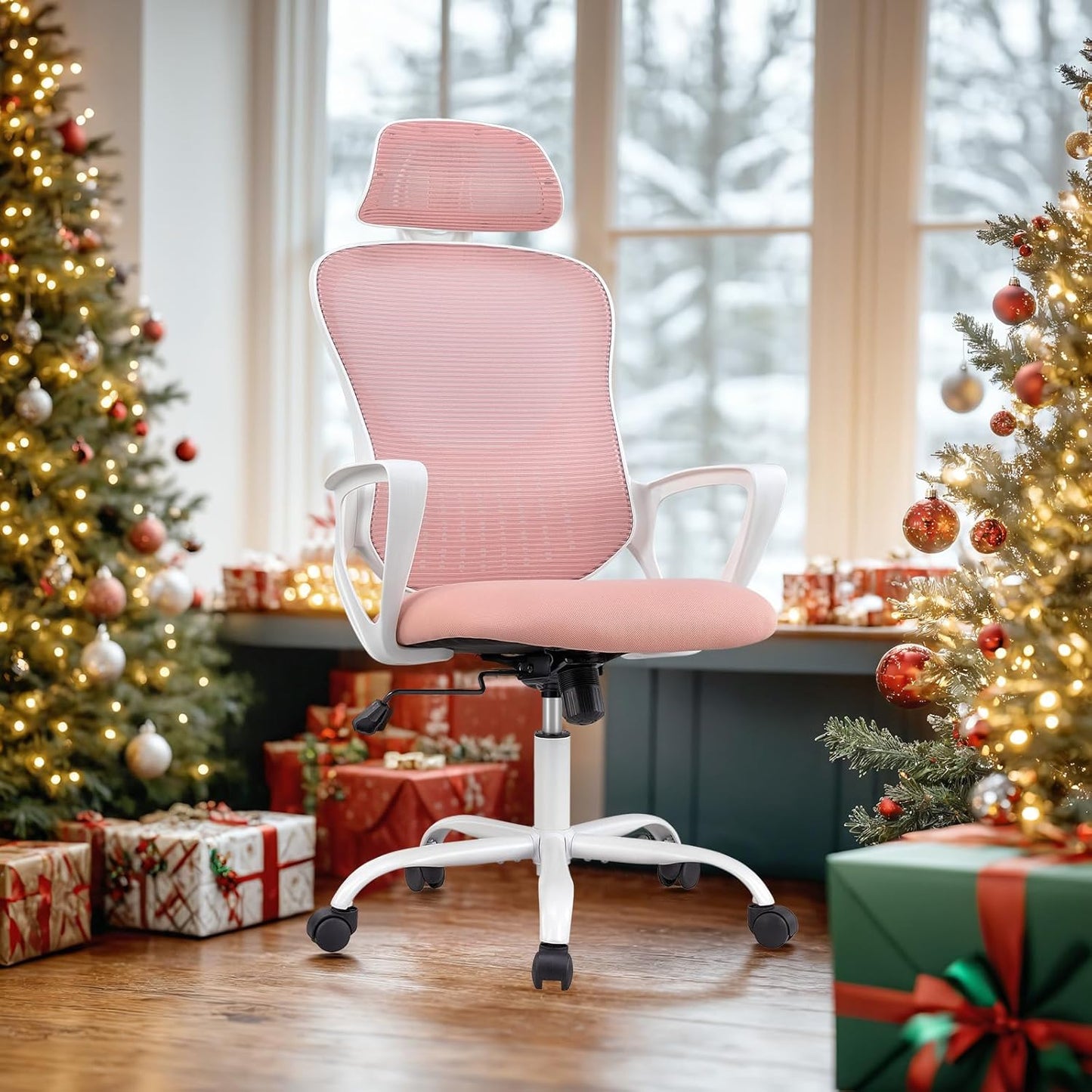 Home Office Desk Chair, Ergonomic Computer Managerial Executive Chairs High-Back Work Swivel Task Chairs with Wheels, Lumbar Support, Comfy Flip-up Armrest for Gaming, Study, Student, Black