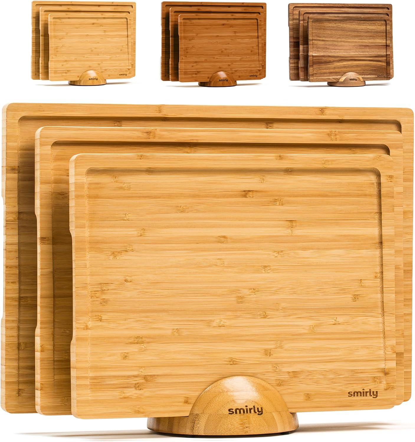Wooden Cutting Boards For Kitchen Meal Prep & Serving - Bamboo Cutting Board Set with Holder, Charcuterie & Chopping Board, Wooden Cutting Board Set, Kitchen Gadgets
