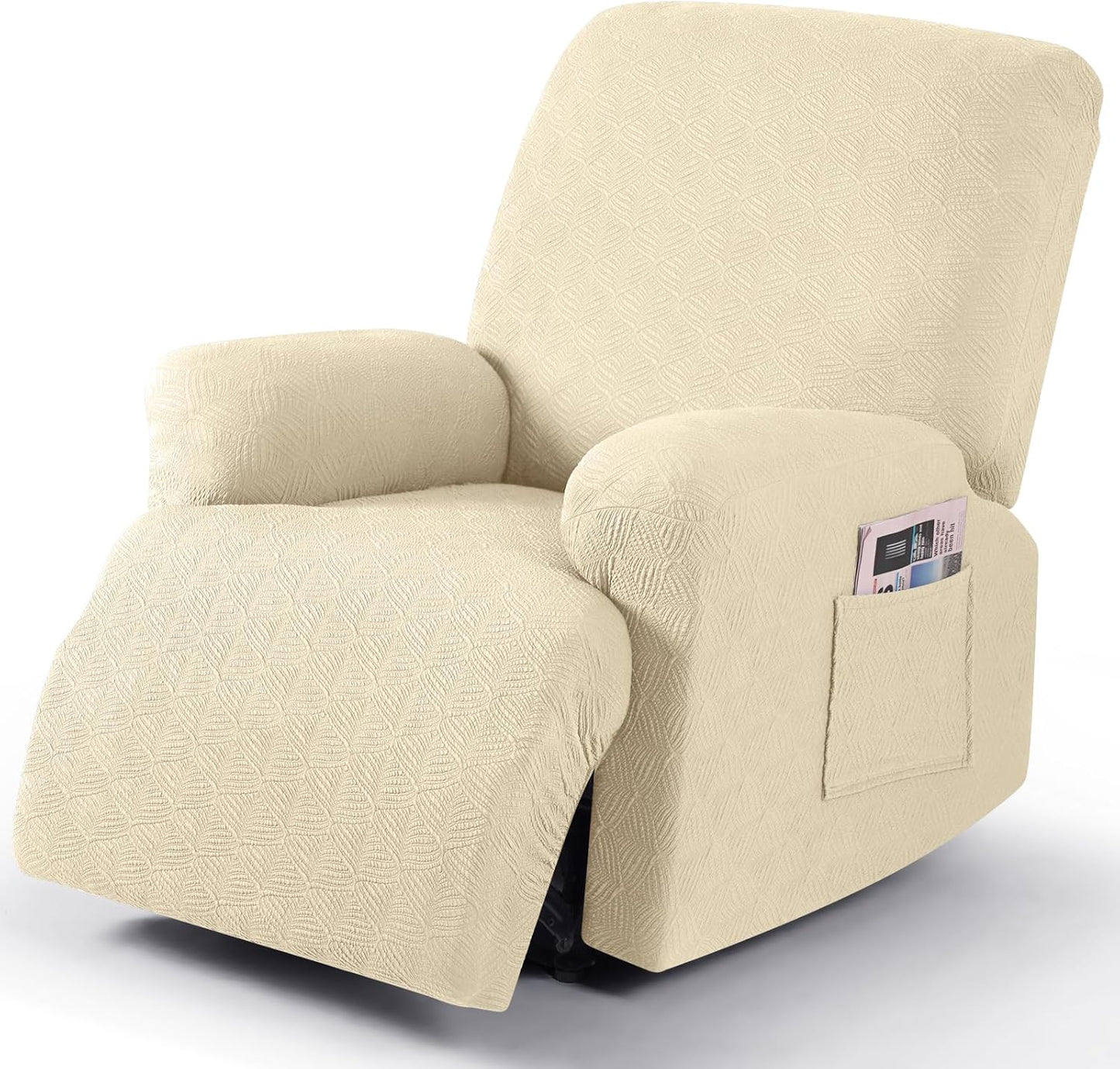 Recliner Covers Recliner Chair Covers Reclining Couch Covers Sofa Slipcovers Stretch Soft Washable (Single-Seater, Cream)