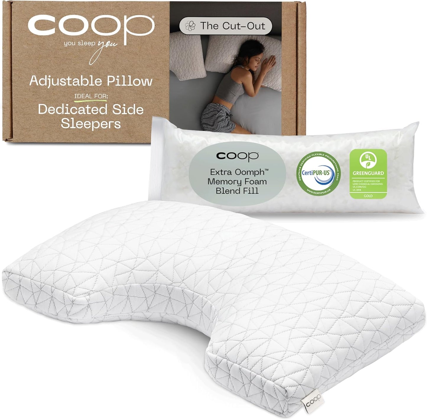 Home Goods Original Adjustable Pillow, Queen Size Bed Pillows for Sleeping, Cross Cut Memory Foam Pillows - Medium Firm Back, Stomach and Side Sleeper Pillow