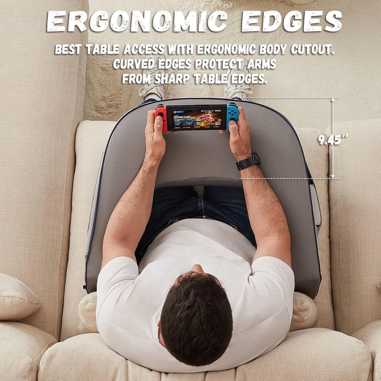 Reading Pillow for Gaming, Extra Large Arm Rest Pillow for Adult, Memory Foam Bed Rest Pillow for Reading, Working, Playing Steam Deck Switch or Sitting in Bed Floor Sofa(Grey)