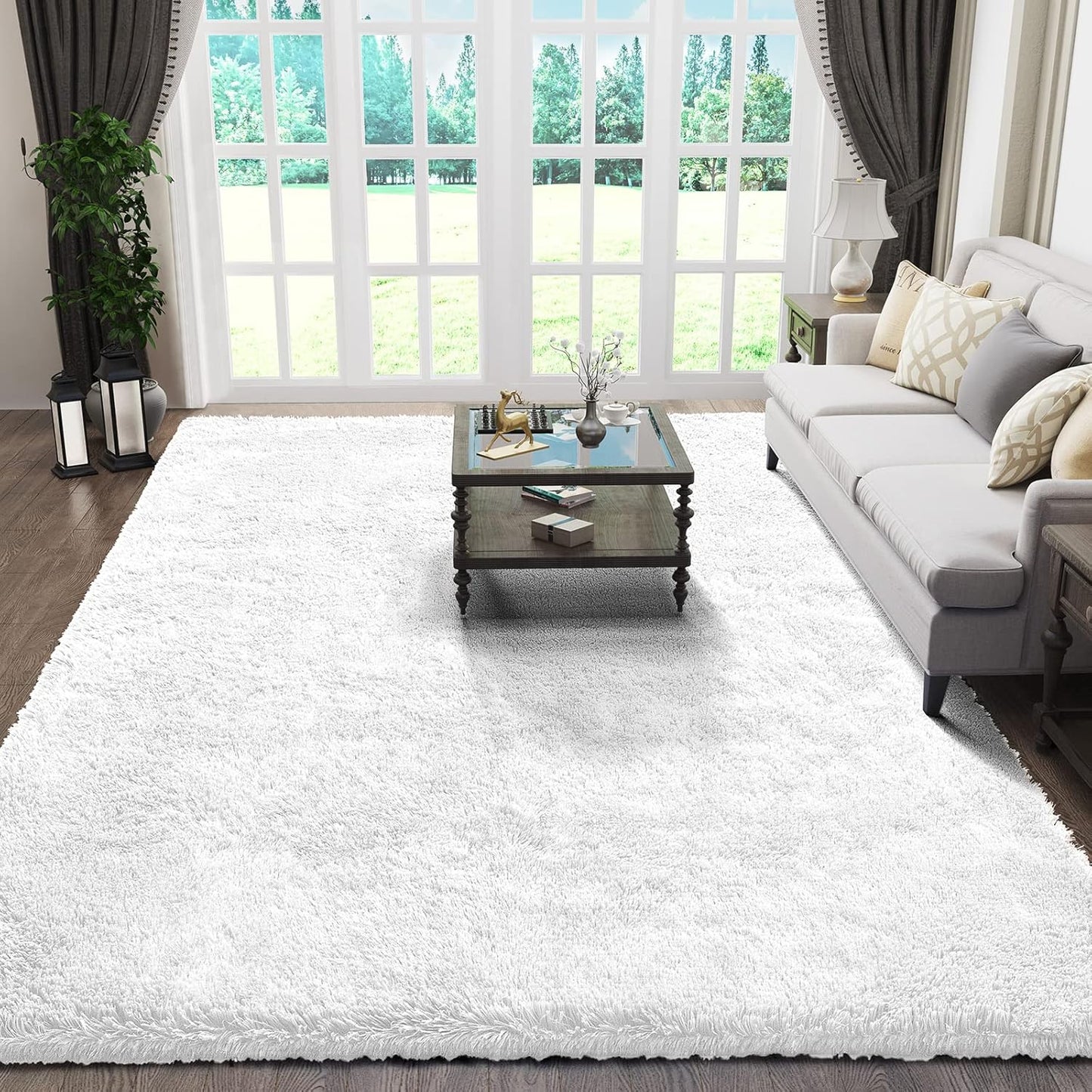 Rugs for Living Room Grey, Fluffy Shag Large Fuzzy Plush Soft Area Rug, 5x8 Gray Shaggy Carpets for Bedroom, Kids Boys Girls Dorm Nursery Home Decor Aesthetic