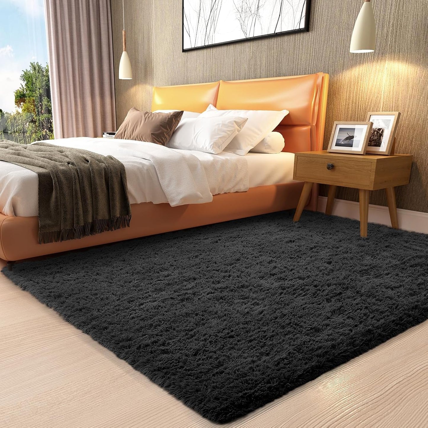 Rugs for Living Room Grey, Fluffy Shag Large Fuzzy Plush Soft Area Rug, 5x8 Gray Shaggy Carpets for Bedroom, Kids Boys Girls Dorm Nursery Home Decor Aesthetic