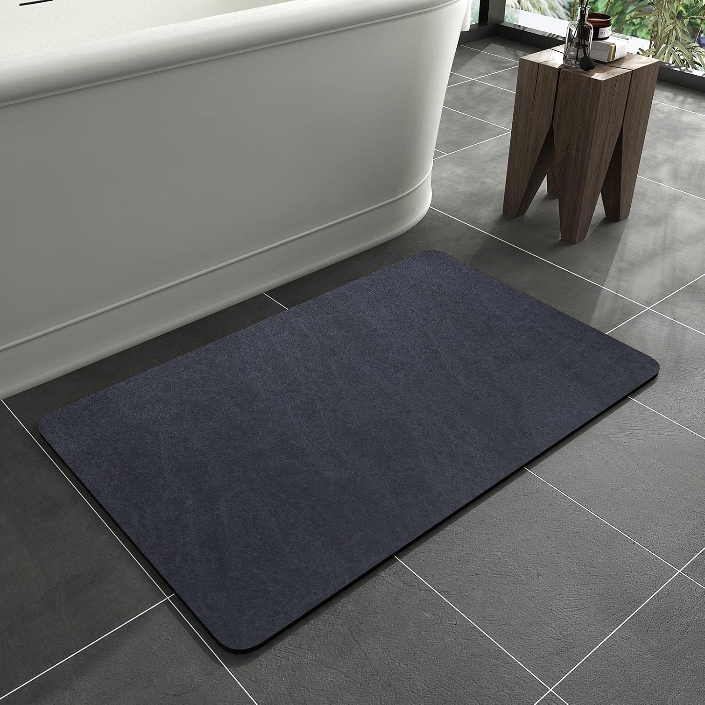 Bath Mat Rug-Rubber Backing Non Slip Quick Dry Absorbent Thin Bathroom Rugs Fit Under Door-Faux Suede Surface Bathroom Floor Mats-Shower Rug for in Front of Bathtub Shower Gray 24"X70"