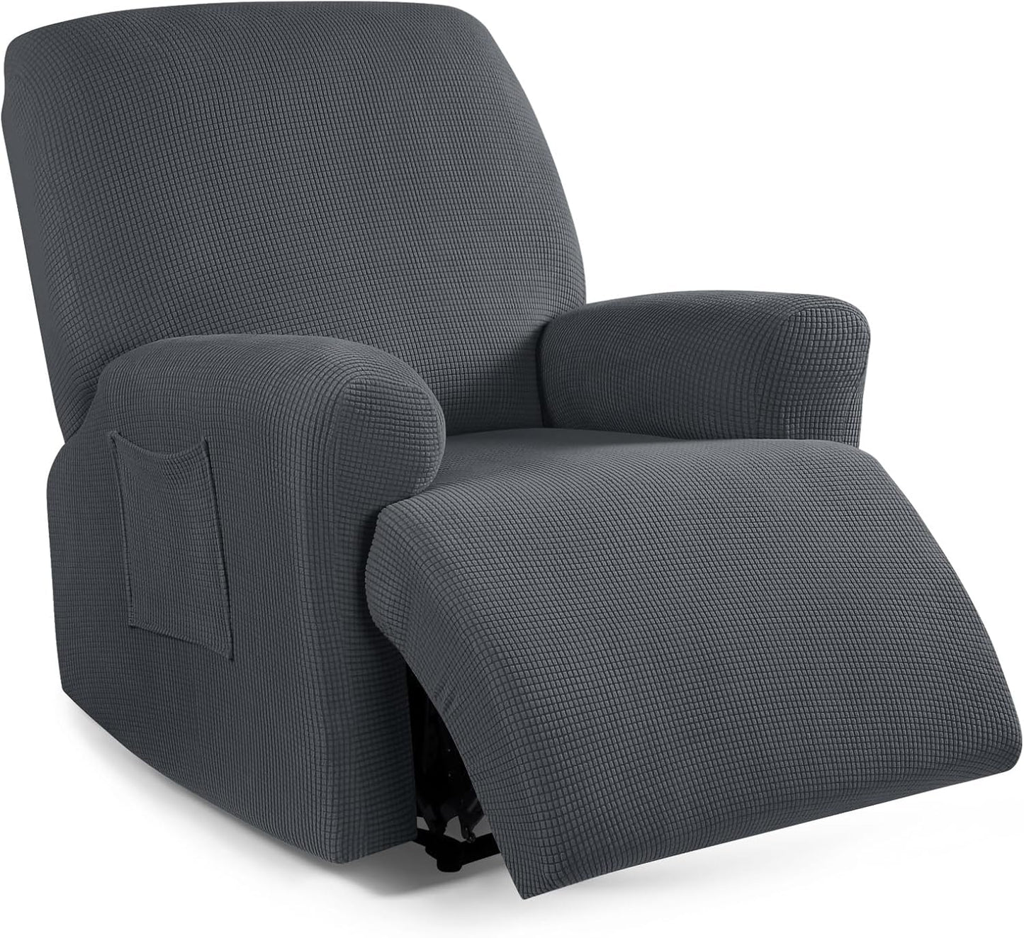 Recliner Sofa Covers 8-Pieces Stretch Large Couch Covers for 3 Seats Reclining Slipcovers Soft Jacquard Pattern Furniture Protector Black