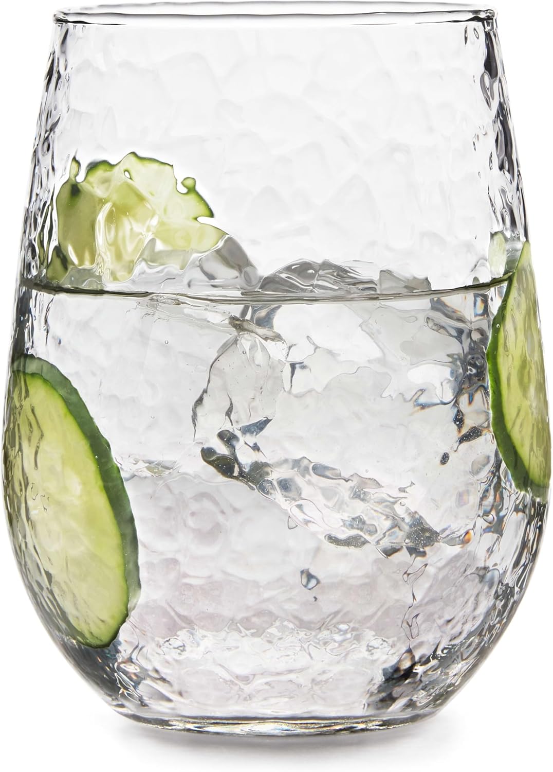 Libbey Hammered Stemless All-Purpose Wine Glasses, 17-ounce, Set of 8