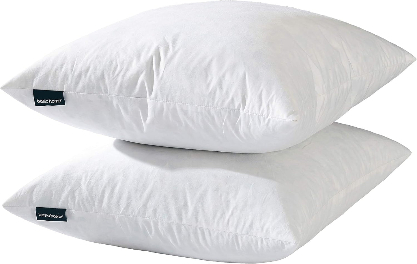 22x22 Decorative Throw Pillow Inserts-Down Feather Pillow Inserts-Square-Cotton Fabric-Set of 2-White.