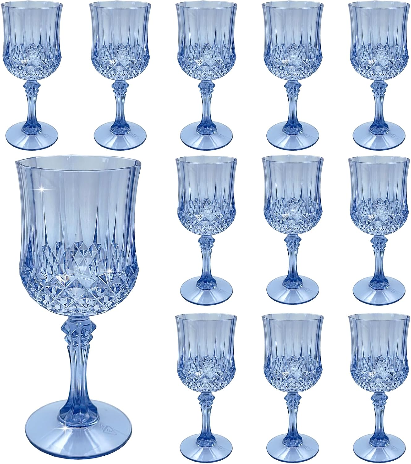 Transparent Plastic Wine Glasses，Transparent Plastic Goblets for Parties，Transparent Drinking Glasses for Wedding Reception, Grand Event Party Supplies (24, transparent)