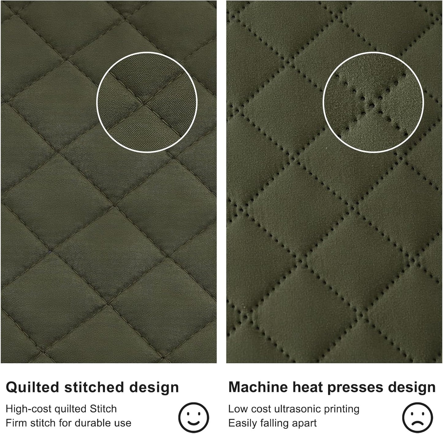 Quilt Set King Olive Green Lightweight Bedspread Soft Reversible Coverlet for All Season 3pcs Army Green Diamond Quilted Bedding Sets (1 Quilt 2 Pillow Shams)(106"x96")
