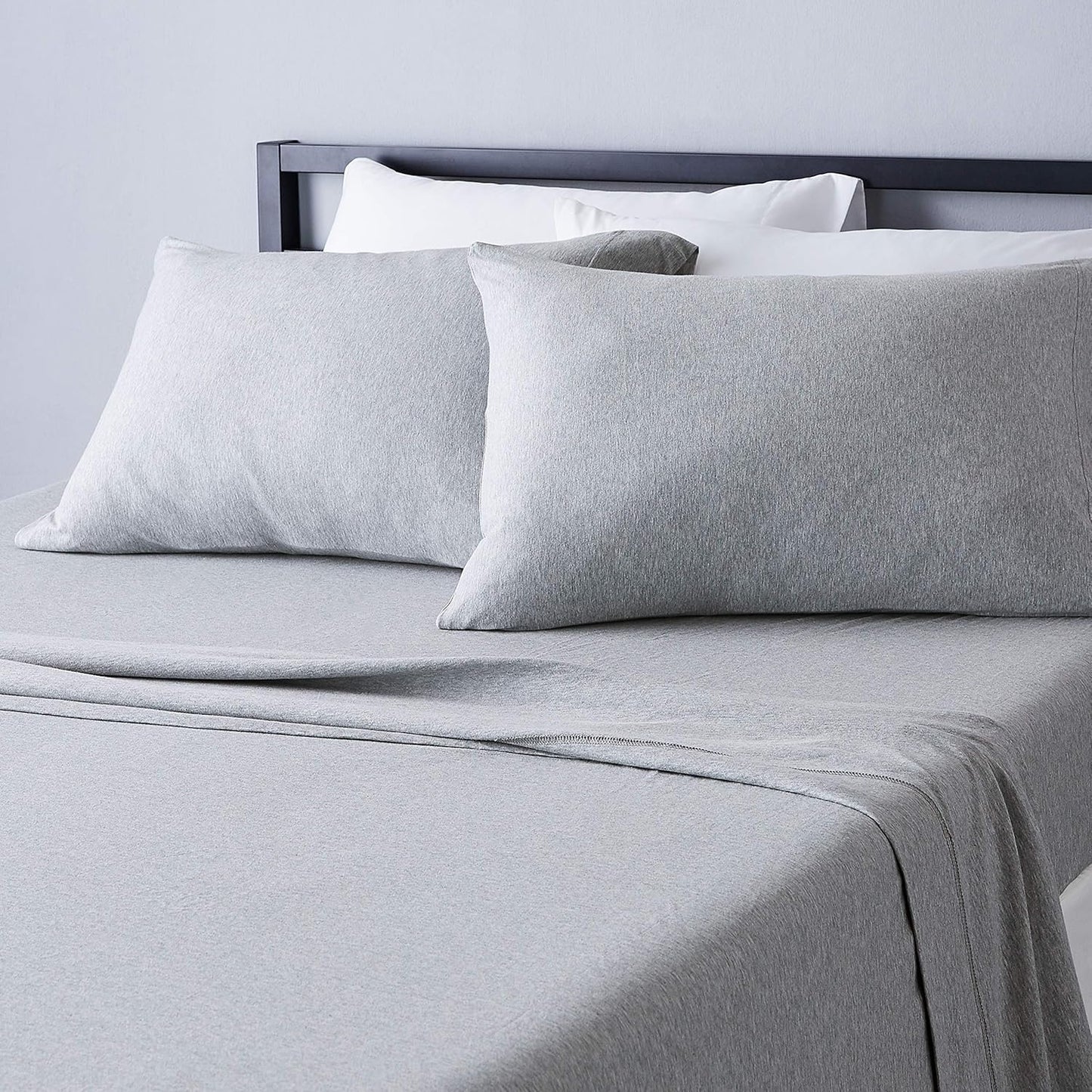 Basics 4 Piece Bed Sheets Set, 100% Cotton Jersey, Includes Super Soft, Flat and Fitted Sheets, Pillowcase, King, Oatmeal, Solid