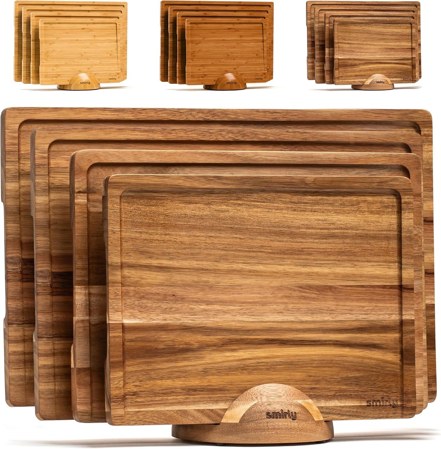 Wooden Cutting Boards For Kitchen Meal Prep & Serving - Bamboo Cutting Board Set with Holder, Charcuterie & Chopping Board, Wooden Cutting Board Set, Kitchen Gadgets