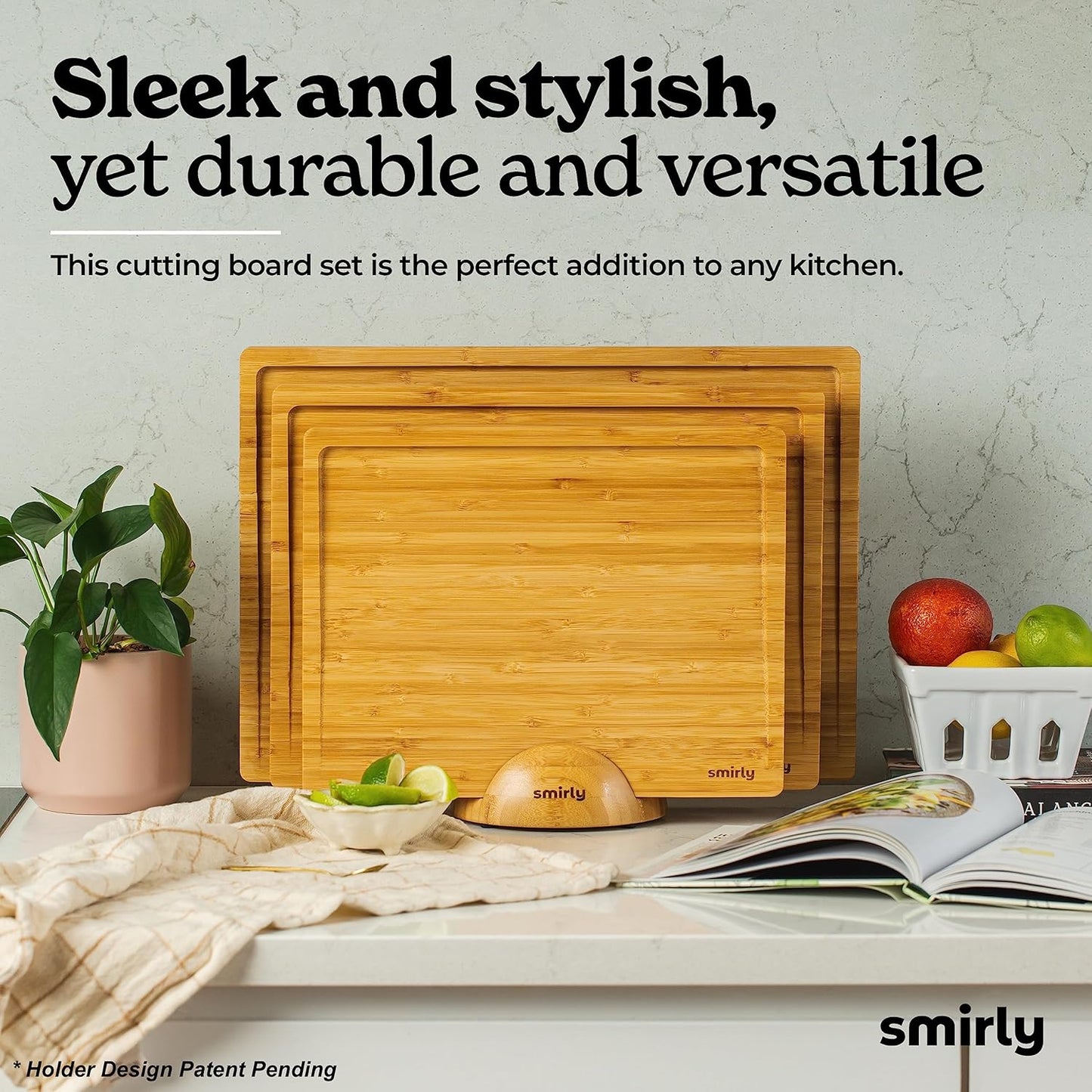 Wooden Cutting Boards For Kitchen Meal Prep & Serving - Bamboo Cutting Board Set with Holder, Charcuterie & Chopping Board, Wooden Cutting Board Set, Kitchen Gadgets