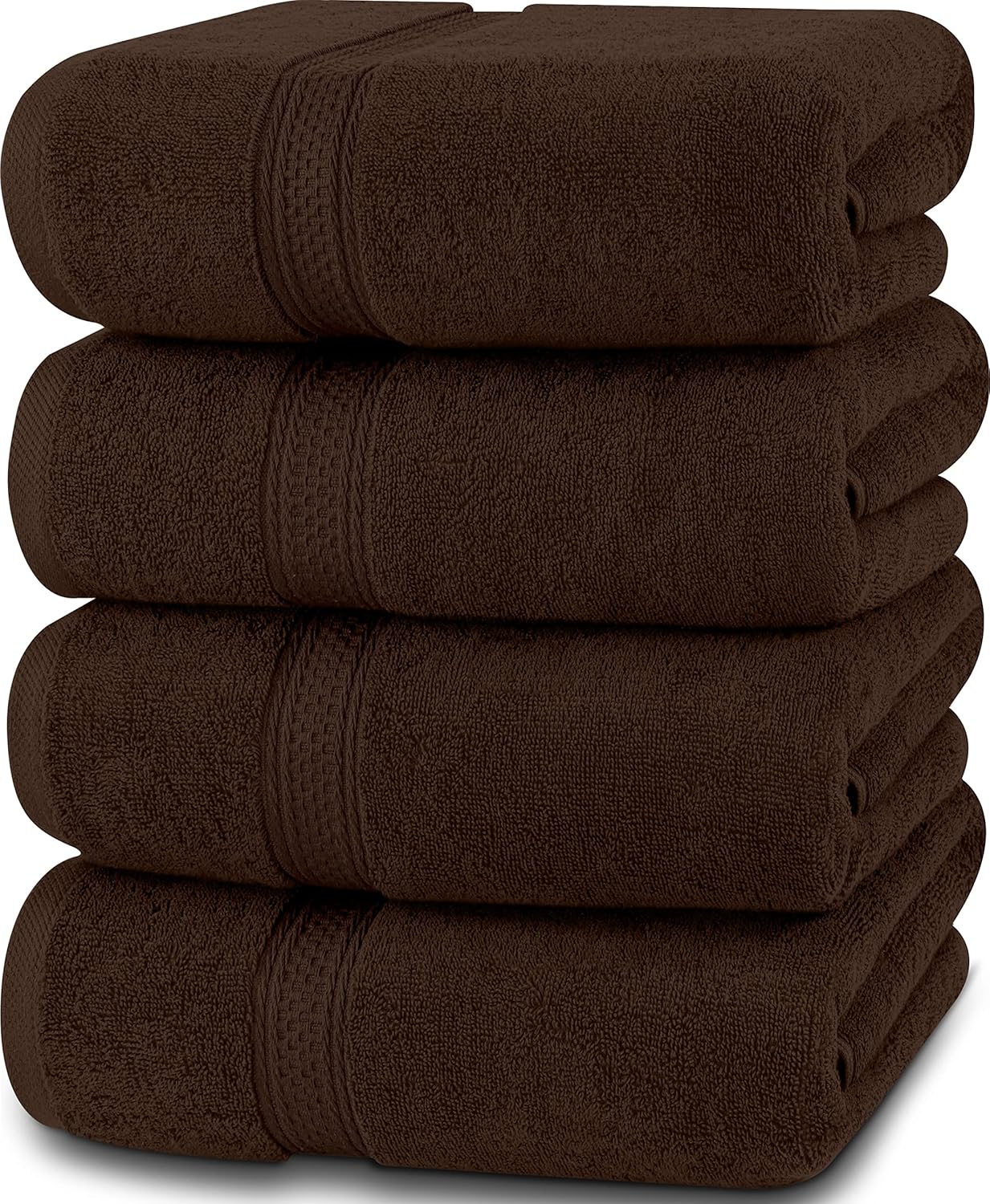 4 Pack Premium Bath Towels Set, (27 x 54 Inches) 100% Ring Spun Cotton 600GSM, Lightweight and Highly Absorbent Quick Drying Towels, Perfect for Daily Use (Grey)