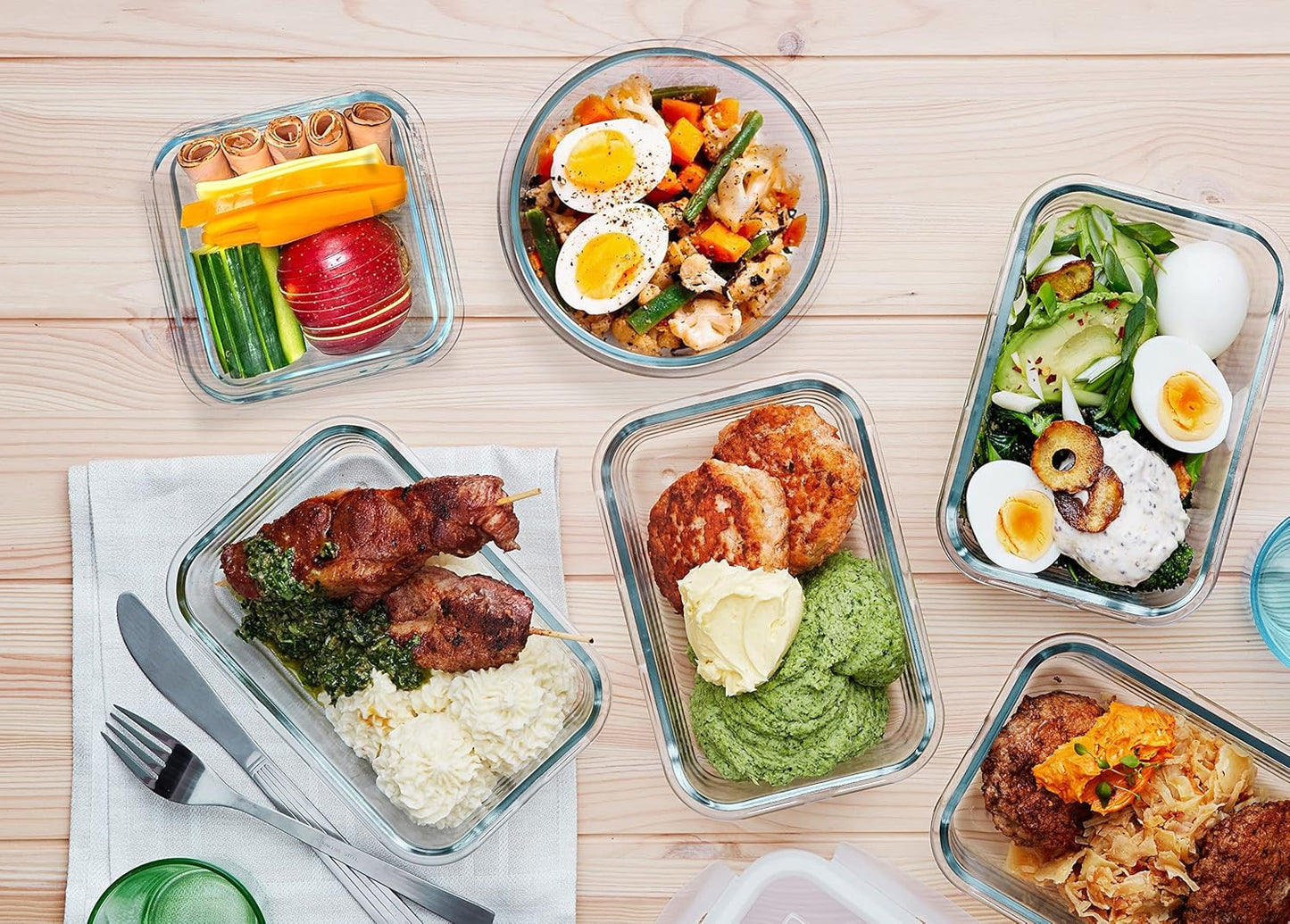 30 Pieces Glass Food Storage Containers with Snap Locking Lids,Glass Meal Prep Containers Set - Airtight Lunch Containers, Microwave, Oven, Freezer and Dishwasher