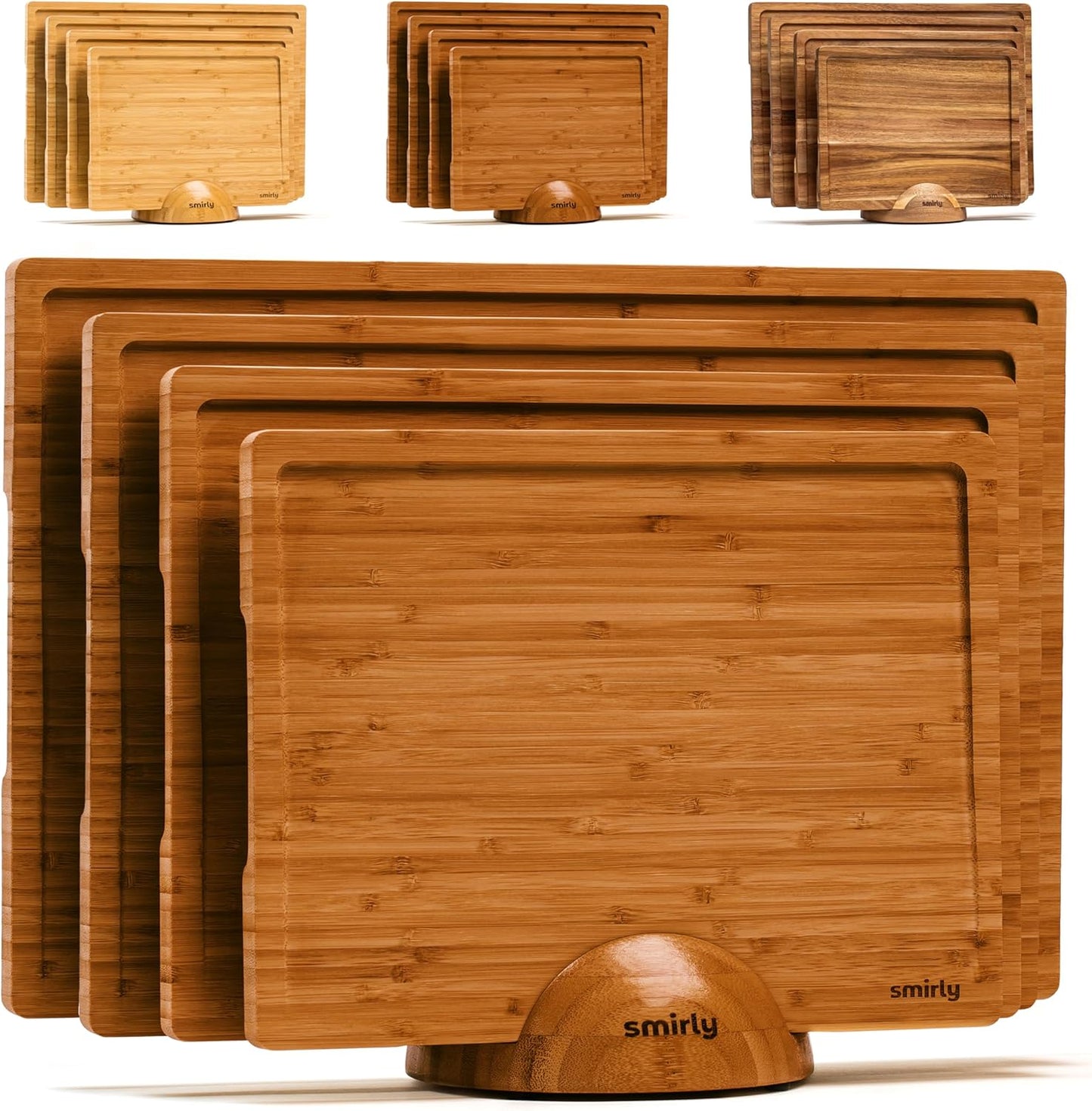 Wooden Cutting Boards For Kitchen Meal Prep & Serving - Bamboo Cutting Board Set with Holder, Charcuterie & Chopping Board, Wooden Cutting Board Set, Kitchen Gadgets