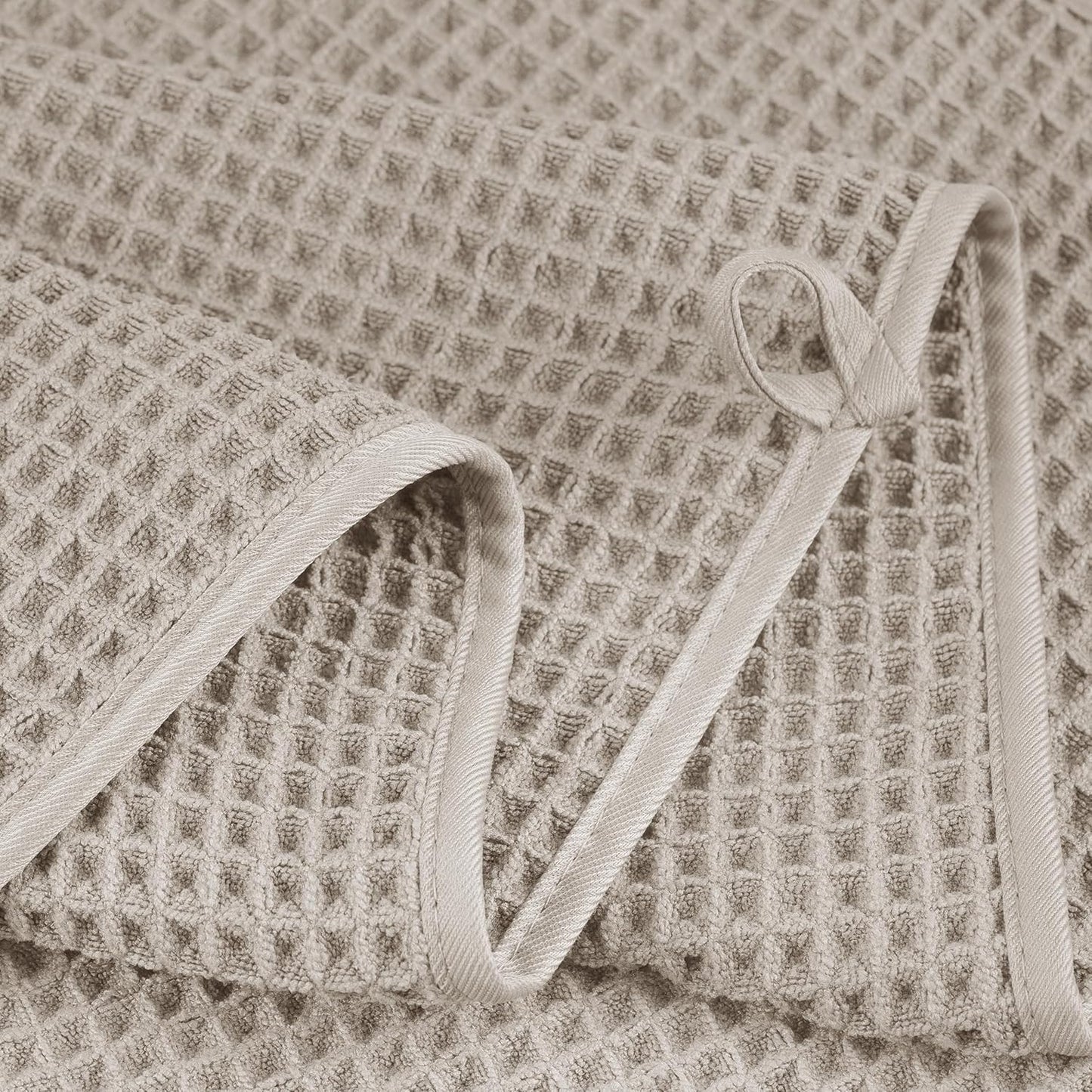 Oversize, 60 x 30 in., Quick Dry Lint Free Microfiber Bath Towel Set, 6 Piece (Beige, Waffle Weave)
