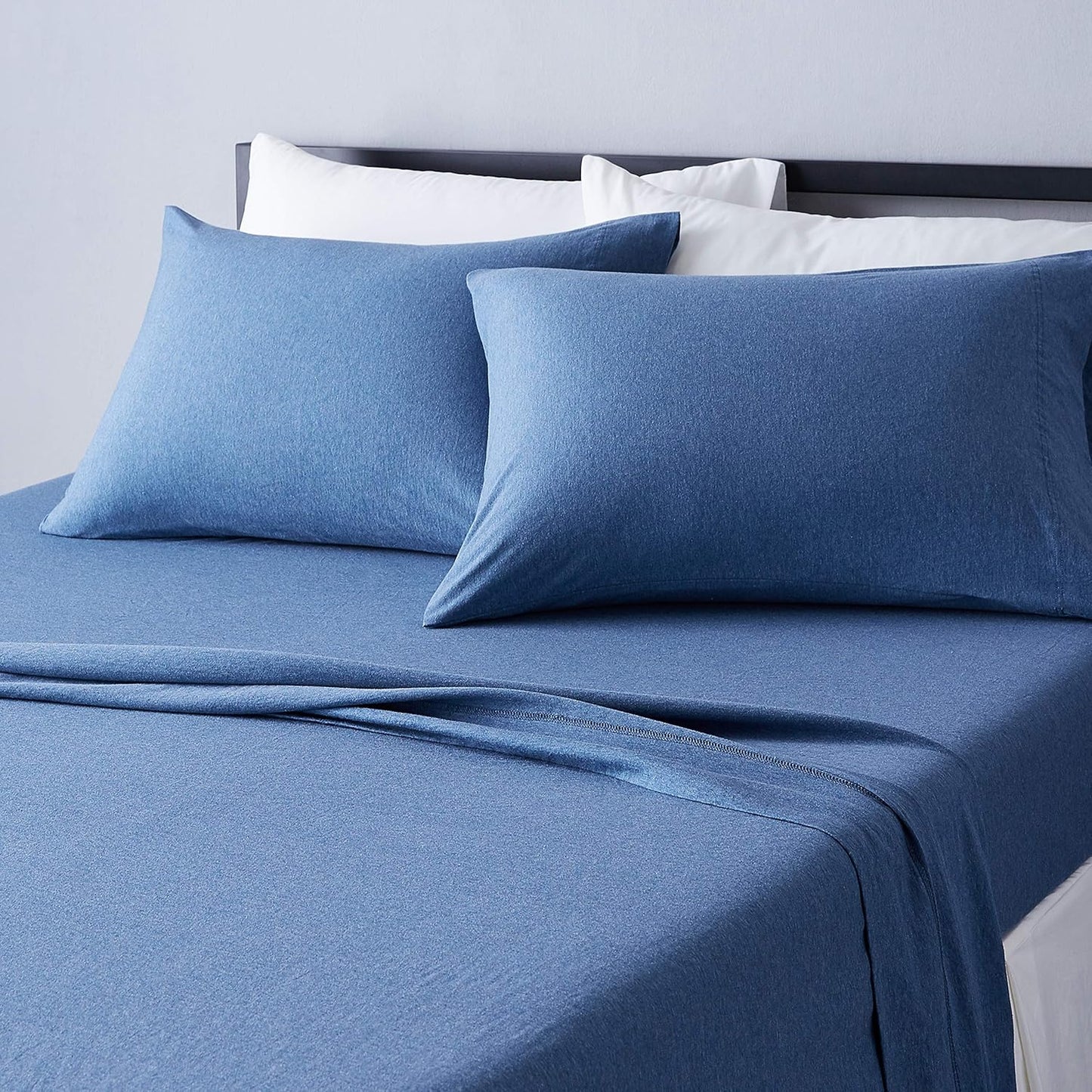 Basics 4 Piece Bed Sheets Set, 100% Cotton Jersey, Includes Super Soft, Flat and Fitted Sheets, Pillowcase, King, Oatmeal, Solid