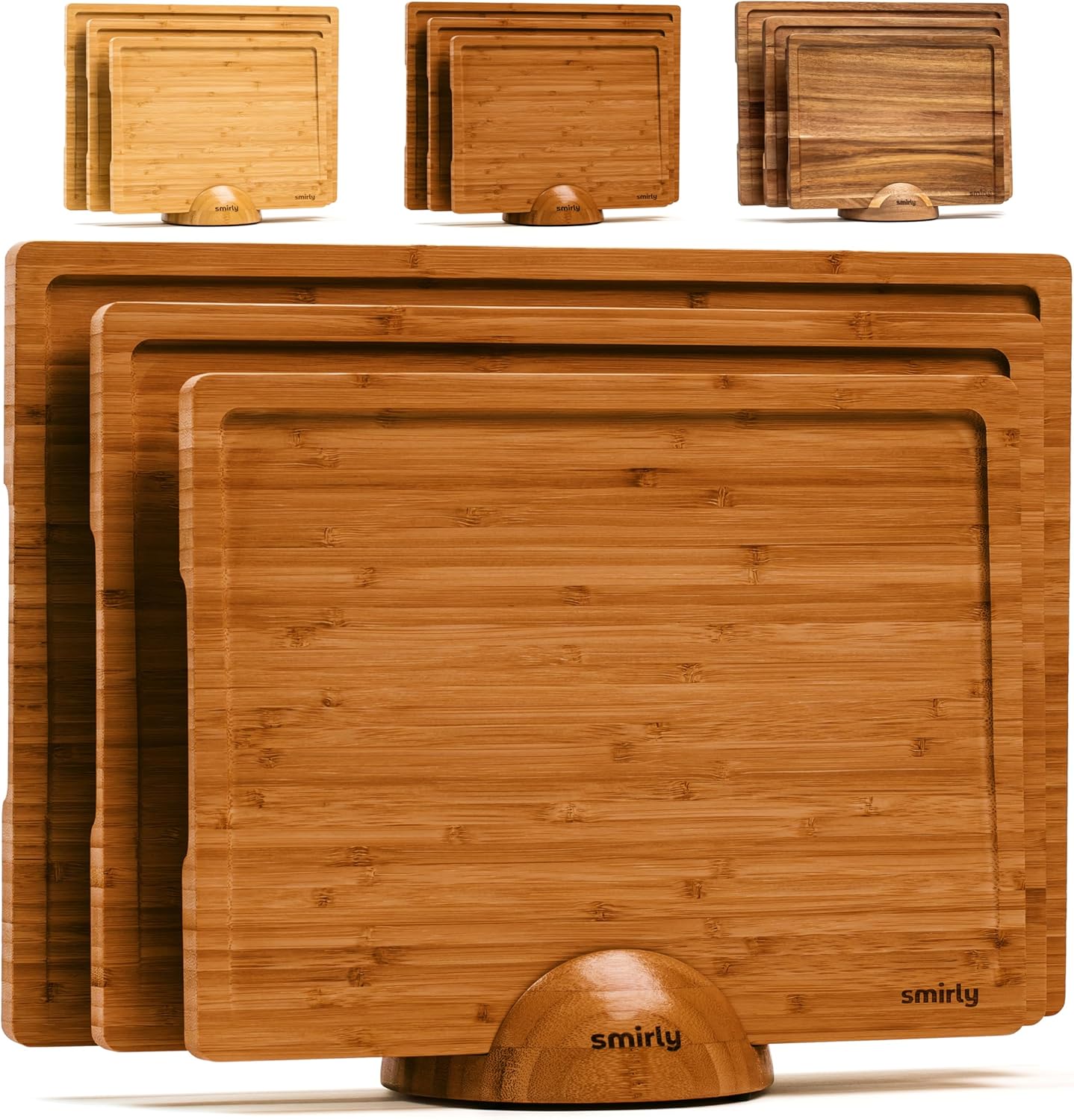 Wooden Cutting Boards For Kitchen Meal Prep & Serving - Bamboo Cutting Board Set with Holder, Charcuterie & Chopping Board, Wooden Cutting Board Set, Kitchen Gadgets